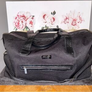 Jimmy Choo black nylon travel duffel bag